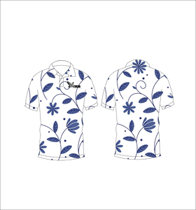 Polo Botánico Azul Personalizado, Transpirable y Ligero, Ropa Deportiva para Golf, Manga Corta, Sublimación Floral, Prenda de Alto Rendimiento - Product Image 2