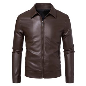 Veste moto en similicuir noir, col rabattu, fermeture éclair, manches longues, vêtement d'extérieur décontracté pour l'automne - Product Image 5