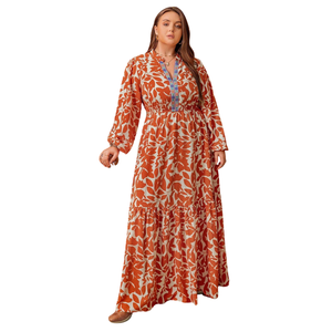 Vestido largo de verano para mujer con estampado floral y lazo frontal - Product Image 1