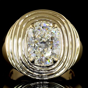 Unique 2.75 CT IGI Certified Cushion Cut CVD HPHT Lab Grown Diamond Ribbed Oval Bezel Engagement Ring for Women - Product Image 3