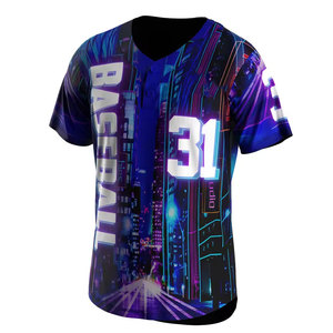 Camiseta de Béisbol Personalizada de Manga Corta con Botones, Impresión Sublimada, Absorbe la Humedad, Unisex para Adultos, Diseño 31 Baseball City - Product Image 6