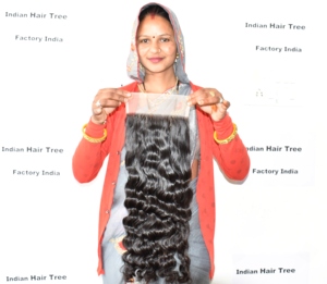 Extensions de cheveux humains 100% naturels, 100% cheveux de temple indien pour femmes, Closure 7*7, ondulés, couleur naturelle, double trame machine, ondulations profondes, cuticules alignées - Product Image 6