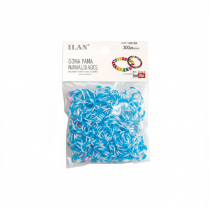 ILAN Goma Manualidades 300 pièces de bandes élastiques blanches et bleu clair pour l'artisanat - Product Image 1