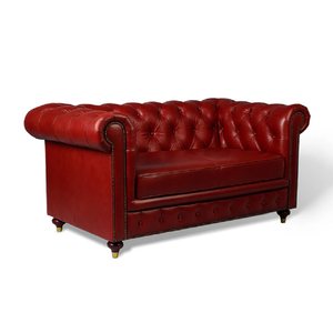 Canapé Chesterfield vintage de luxe au design occidental, canapé en cuir deux places pour café, restaurant, bureau, hôtel - Product Image 3