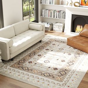 Tappeto Boho in Flanella 8x10, Antiscivolo e Lavabile in Lavatrice, Grande Tappeto per Soggiorno, Camera da Letto o Sala da Pranzo - Marrone - Product Image 2
