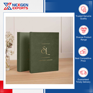 Nueva Llegada de Stock, Cubierta de Menú de Cuero PU Ecológico Hecha a Mano de Calidad Excepcional y Altamente Duradera con Logotipo Personalizado para Uso en Restaurantes - Product Image 3