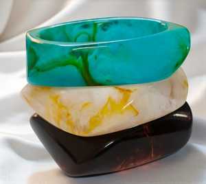 MN Exports Resin Bangle <b>Stack</b> in Turquoise Green Brown and Cream Marble Pattern Unisex Fashion Islamic Gift <b>Bracelets</b> - Product Image 2