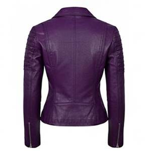 Nuevas Chaquetas de Mujer Color Morado con Logotipo Personalizado RTS, Chaqueta Vintage de Invierno, Chaqueta Clásica de Cuero Genuino, Chaquetas Bomber Highstreet - Product Image 4