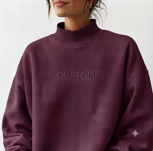 Pull en molleton oversize pour femme, col montant, tissu brossé premium, respirant, séchage rapide, poignets côtelés, manches longues - Product Image 1