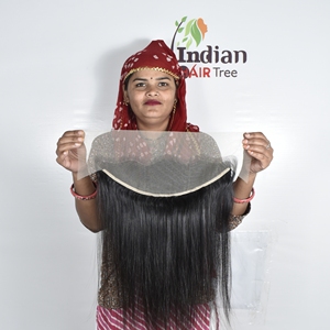 ผมแท้ธรรมชาติของผู้หญิง สีผมธรรมชาติ ผมอินเดียแบบดิบ  แบบต่อผมด้านหน้า 13*4  ผมตรง เรียงเกล็ดผม ไม่ผ่านการแปรรูปด้วยสารเคมี  ขายส่งจากผู้จำหน่ายผมมนุษย์ - Product Image 3