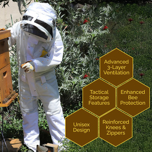 Combinaison d'apiculture blanche personnalisée, ventilée, intégrale, en coton et maille, avec voile amovible, vêtement de travail pour apiculteur OEM - Product Image 2
