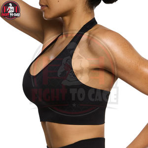 Fully Customized Solid Black Color Best Supplier In Reasonable Price Comfortable Unique Design Simple <b>Halter</b> <b>Neck</b> <b>Sports</b> <b>Bra</b> - Product Image 4