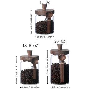 3 frascos de almacenamiento de vidrio para café, té, aperitivos, condimento, sal y pimienta, incluye cucharas y tarros de galletas/dulces - Product Image 2