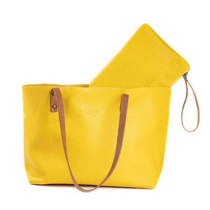 Bolso Tote de Cuero Genuino Hecho a Mano en Color Sólido con Cierre de Cremallera para Uso Diario, Moda Femenina LTB-0243 - Product Image 1