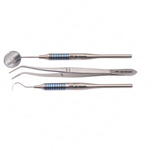 Kit d'examen dentaire 3 pièces, kit de diagnostic de base, miroir, explorateur et pince en acier inoxydable professionnels pour un examen buccal précis - Product Image 3