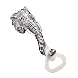 Abridor de botellas plateado con diseño de cara de elefante, herramienta de metal resistente para decoración de bar y cocina, regalo para amantes de los animales, elegante y duradero - Product Image 1