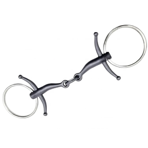 Mors à anneau lâche confortable pour cheval avec embout en caoutchouc souple, en acier inoxydable, pour l'entraînement équestre, double anneau français en forme de D - Product Image 6