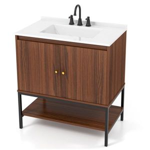 Ensemble de lavabo de salle de bain en noyer 31'' x 19'' x 41'' - Meubles élégants avec une construction durable - Product Image 1