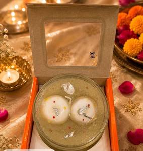 Bougie parfumée en cire de soja en forme de dessert, dans un bocal en verre transparent, bougie aromathérapeutique en cire de gel Rasmalai en forme de nourriture, avec boîte cadeau à fenêtre, décoration d'intérieur - Product Image 2