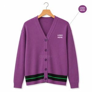 Cosh International Sisterhood Sorority Women's Purple Knitted <b>Cardigan</b> <b>Sweater</b> V Neck Long Sleeve Button-Front Casual Solid - Product Image 5