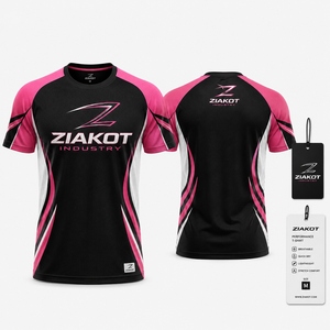 ZIAKOT industry New design Men's Custom Pink Black-White Performance <b>T</b>-<b>Shirt</b> - Product Image 1
