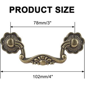 6 Pcs 3 Inch Antique <b>Bronze</b> Bail Handle <b>Drop</b> Pulls Vintage <b>Drop</b> Bail Drawer Pulls Cabinet Pull Handles 4\" Total Length 3\" Hole - Product Image 2