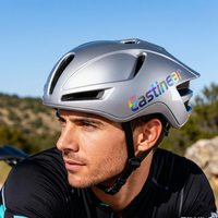 Casque de vélo de route Aero Silver avec rembourrage en silicone alvéolé 3D et lumière LED rechargeable, casque de vélo ultraléger et aérodynamique