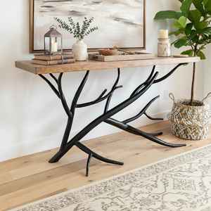 Luxury Handmade Iron <b>Study</b> Table Solid Wood Top Sculptural Branch Metal Base Writing <b>Desk</b> Home Office Room Workspace Interior - Product Image 1