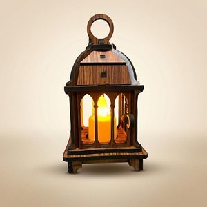 Lanterne carrée de Noël en bois, porte-bougie de forme unique, décoration de table faite à la main, centre de table pour mariage et Halloween - Product Image 2