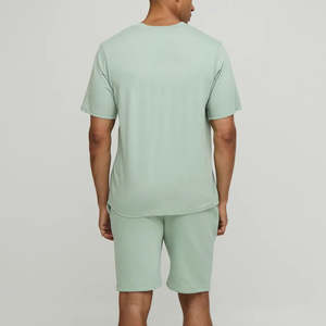 Conjunto de 2 piezas para hombre, camiseta y pantalones cortos, 100% algodón, ligero, de moda, oversize, estampado, ecológico, con efecto desgastado - Product Image 4