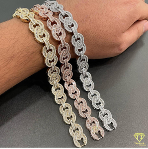 New Arrival 925 Sterling Silver Two Tone Mariner Moissanite <b>Chain</b> 16mm <b>Iced</b> Out Cuban with 40ct Baguette Diamonds Necklace - Product Image 2