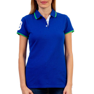 WHOLESALE Women 100%Cotton Polo T Shirt With Patch Logo for Ladies Polo Golf Polo T Shirt - Product Image 3