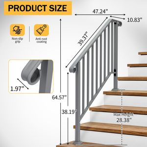 Corrimano in Ferro a 3 Gradini per Esterni, Qualità Premium, Componenti per Scale da Esterno - Product Image 6