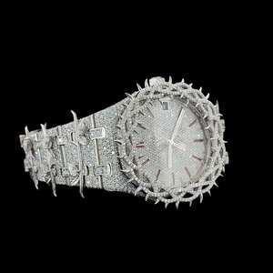 Fully <b>Iced</b> <b>Out</b> White Gold Branded <b>Watch</b> with vvs Moissanite Diamond Hip Hop Style Man's Jewelry Design Trendy Accessories - Product Image 3