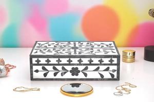 Boîte à bijoux artisanale en os incrusté, motif floral marocain, écologique, pour rangement décoratif, décoration de table, nouvel an - Product Image 6