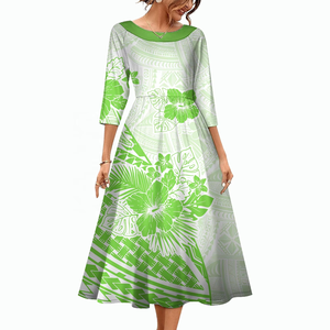 Nuevo Vestido Formal Maxi Informal con Cuello Redondo y Estampado Tribal Polinesio Personalizado con Tela Tapa de Samoa y Hawái para Mujer, Talla Grande - Product Image 5