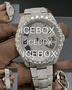 Reloj de Pulsera con Caja Redonda de Acero Inoxidable, Esfera de Cristal, Brazalete con Detalles de Moissanita y Acero Inoxidable, Cierre de Broche, Resistente al Agua 10 Bar - Product Image 4
