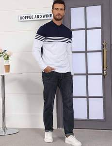 Camisa Polo de Manga Larga para Hombre, a Rayas, de Algodón, Absorbente de Humedad, Cuello Clásico, Casual, para Golf - Product Image 6