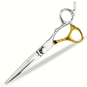 Newest 6. 0 Inch Half Golden Black Color High-Performance With Comfort Handle <b>Grip</b> Barber Scissors For Smooth & Clean Cuts - Product Image 1