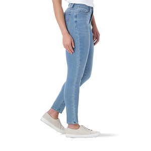 Pantalones vaqueros de mezclilla rasgados de cintura alta para mujer, estilo patchwork OEM, a la moda, al por mayor - Product Image 2