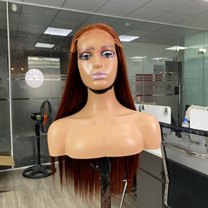 Perruque longue châtain, cheveux vietnamiens lisses, couleur orange, cheveux vierges bruts de luxe avec livraison rapide, cheveux humains Super Double - Product Image 2