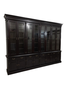 Mueble de Salón Tradicional de Madera de Caoba Maciza Hecho a Mano, Ecológico, con Puertas de Vidrio y 4 Cajones, Mueble de Almacenamiento para Villa - Product Image 3