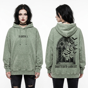 Sweat-shirt à capuche personnalisé pour femme avec strass, motif chauve-souris, couleur crème, streetwear, fabricant de vêtements sans marque - Product Image 4