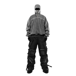 Venta al por mayor personalizada de los hombres 100% de algodón de lana Sudadera con capucha de gran tamaño hombro caído pulóver bordado Puff sólido invierno - Product Image 5