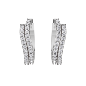 Aarinya Cascade Twist, Pendientes de Aro Clásicos Chapados en Oro de 18K con Diamantes Cultivados en Laboratorio, Certificados por IGI, Aros Huggie de Doble Fila con Pavé - Product Image 2