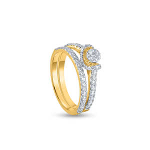 Purecarat 14K Yellow Gold Diamond Bridal <b>Set</b> Elegant Engagement & Wedding Band <b>Jewelry</b> <b>Set</b> <b>Fine</b> <b>Jewelry</b> <b>Sets</b> - Product Image 3