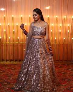 Indian Ethnic Designer Sequins Work Partywear Lehenga Choli for <b>Wedding</b> Party and Festive Functions for Women Trendy Outfit - Product Image 2