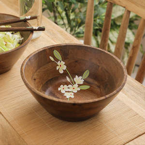 Tazón de servir de madera natural hecho a mano, diseñado para una comodidad elegante y práctica en el día a día. - Product Image 4