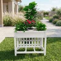 Jardinière Moderne en Plastique Galvanisé Effet Bois, Bac de Jardin Étanche, Écologique et Durable pour la Décoration Intérieure et Extérieure