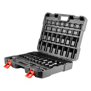 Set di Bussole a Impatto Profonde e Standard 65 Pezzi da 3/8'' SAE a 1 1/4'' Metrico e 1/2'' CR-V Cr-Mo, 6 Punte Misure 19mm e 18mm - Product Image 6